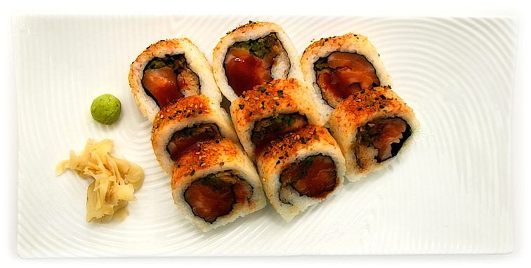 Spicy salmon roll med sesam